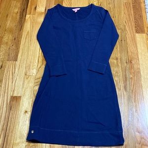 LILLY PULITZER LONGSLEEVE NAVY DRESS W/POCKET